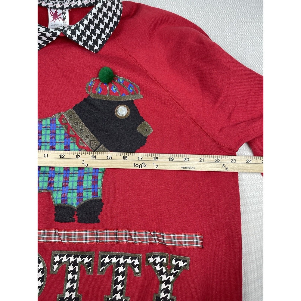 EZL Scotty Red‎ Women's Sweatshirt Top Size L/XL Red Collard Fleece Cotton Blend - Picture 3 of 9